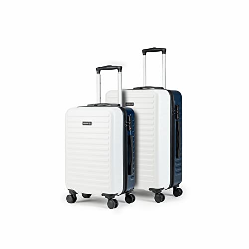 Image of Assembly Blue White Hard-Sided Unbreakable Polycarbonate Luggage Bag for Travel (20 & 24 Inches, 42 & 67L)