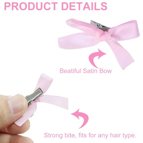 30 Pack Mini Lazos Rosados para Cabello para Mujeres, Niñas y Adolescentes | Dulces Clips de Cabello con Lazo, Acentos de Cinta, 1.8x1.5 pulgadas, Estilo Dopamina, Uso Diario y para Fiestas miniatura 5