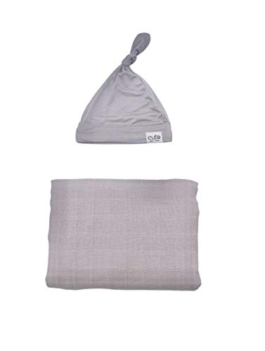 Image of Cute New York Swaddle Blanket and Infant Hat Set, Girls & Boys, Unisex, Baby Receiving Swaddles, Ideal Newborn & Infant Swaddling Set, Newborn Shower Gifts, (Grey Set)