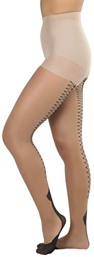 Image of ToBeInStyle Women's Classic Cuban Heel Contrast Backseam Sheers Pantyhose