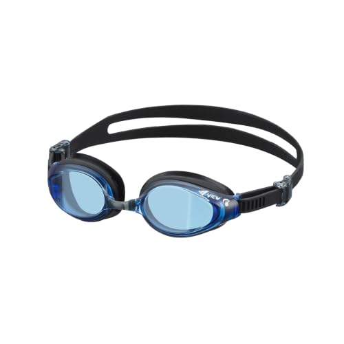 VIEW Swimming Gear V-640ASA SWIPE Anti-Fog Curved Lens Fitness Swim Goggles, Blue/Black