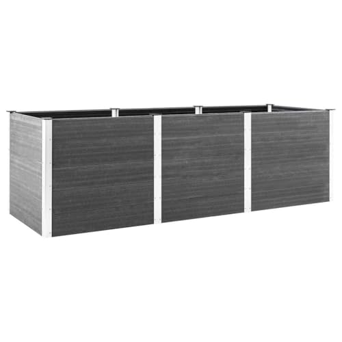 vidaXL Garten Hochbeet Pflanzkasten Gemüsebeet Blumenbeet Pflanzbeet Kräuterbeet Gartenbeet Blumenkasten Witterungsbeständig 300x100x91cm WPC Grau