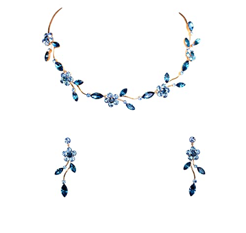 Image of Faship Gorgeous Rhinestone Crystal Floral Necklace Earrings Set