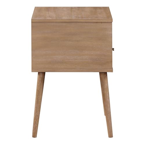 Image of OSP Home Furnishings Rena Mid-Century Modern Accent Table with Light Ash Finish, Side Table with Drawer and Shelf