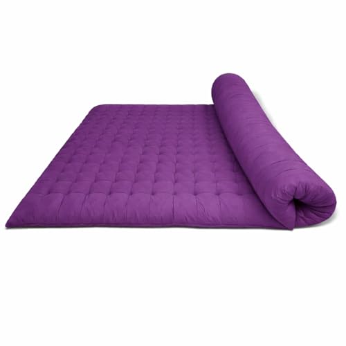 Image of ATOOTFUSION Soft Cotton Quilt | Foldable Light Weight Filled Single Firm Cotton Quilt Mattress| Gadda (Solid Coloured, Sleeping Capacity, 6 x 6 ft or 72 x 72 Inches) Double Bed (Purple)
