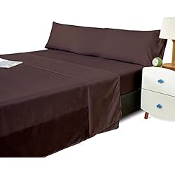 Venca Sabanas Dalina Textil - Juego Sábana Cama 135- Juego de Sábanas para Cama 3 Piezas, Bajera Ajustable 135x190, Encimera 210x260, 1 Funda Almohada 45x150 (Cama de 135x190-200cm Marrón)