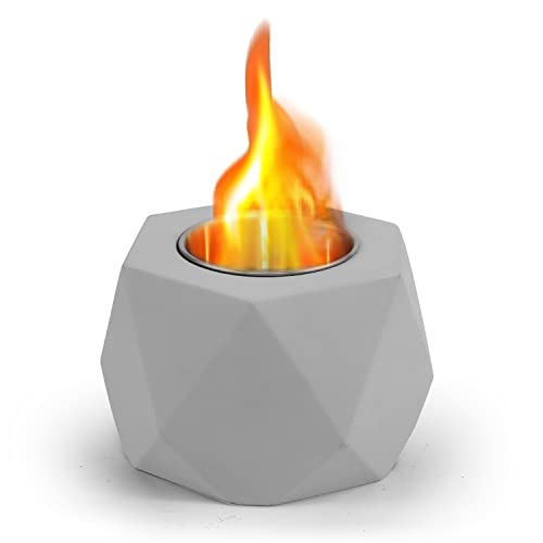 Geometric Hexagon Concrete Tabletop Fire Pit - Mini Personal Fireplace For Indoor & Outdoor – Portable Fire Pit - S’mores Makers Indoor (Grey) #TOP26