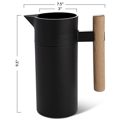Hastings Collective Thermal Coffee Carafe 40 Oz - Stainless Steel Double Walled Vacuum Insulated Carafe - 1 Liter Thermal Coffee Pot Thermos, Travel Size Beverage Dispenser With Tea Infuser (Black) #TOP7