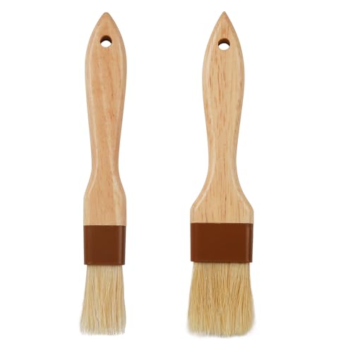 Lot de 2 pinceaux à pâtisserie pour la pâtisserie, pinceau à badigeonner pour la cuisson et la cuisine, brosse de cuisson en poils naturels pour huile et...
