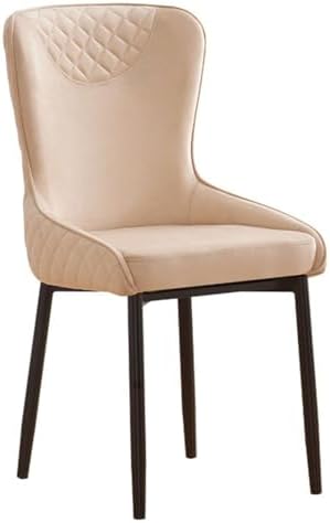 High-End Velvet Dining Chair - Upholstered Tufted Chair with Black Metal Legs for Dining Room, Cafe, Restaurant, and Milk-Tea Shop Lounge with
