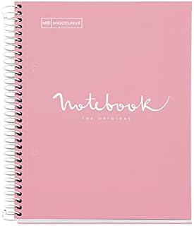Miquelrius A5 kropki Notebook, 1 kolorowy pasek, 80 arkuszy z kropkami, 90 g papieru mikroperforowanego z 2 otworami na 2 pierścienie, twarda okładka tekturowa, różowy