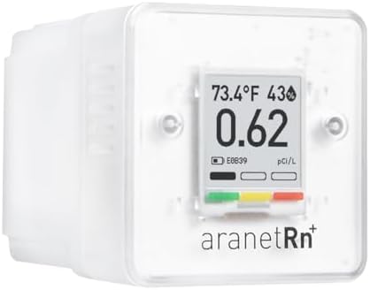 SAF Aranet Radon Detector for Home: 10-Min Measurement, Temperature, Relative Humidity, Pressure, E-Ink Display, 7-Year Battery, Portable with Free App, Bq/m3 & pCi/L Selectable