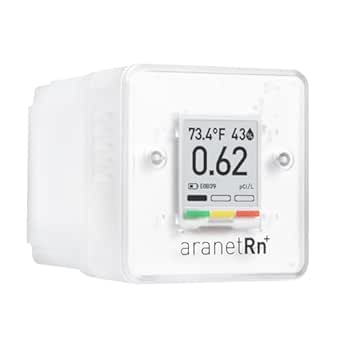SAF Aranet Radon Detector for Home: 10-Min Measurement, Temperature, Relative Humidity, Pressure, E-Ink Display, 7-Year Battery, Portable with Free App, Bq/m3 &amp; pCi/L Selectable