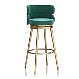 RiouPsithuric Taburete de Bar Giratorio de Terciopelo, Altura de mostrador 65 cm, Respaldo bajo, Elegante Taburete de Bar Verde para Isla, Silla Moderna, Asiento de Comedor cómodo, Juego de 1.