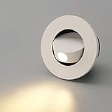 LUMINTURS Modern Wall Sconce Light Fixture,Recessed Wall Lamp,Bedside Reading Lamp,Path/Step Light,Gimbal Hidden On/Off Switch,Circle Aluminum White,LED 3W Warm White 3000k,Adjustable&Rotatable