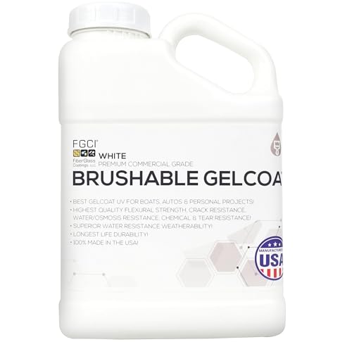 FGCI Brushable Marine Fiberglass Polyester Gelcoat 1 Gallon No Spray Gun Needed for Boat Repair and Restoration Ready to Brush Made in the USA