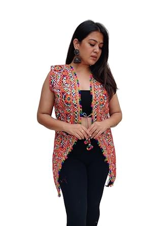 girmol Navratri Special Tradiotional Pure Cotton Embroidered Waist Coat Ethnic Kutchi Koti Jacket For Women-picture-31