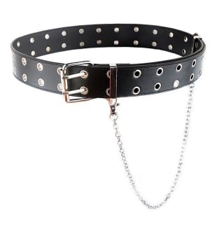 AULKEEP Womens Black Mini Pleated Skirts Goth High Waist A Line Punk Skirt School Uniform Short Skirts with Belt: XX-Large Double Buckle Black