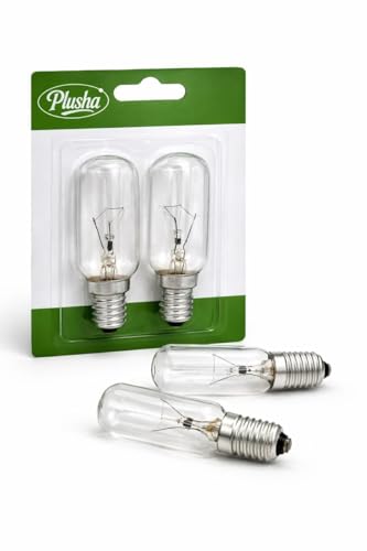 PLUSHA Pack of 2 Cooker Hood Bulbs 40W 240V – Universal Replacement Light Bulbs with Small Screw Cap E14 – Long Lasting Oven Lamp Bulbs for Kitchen Extractor, Cooker Hood, Microwave & Appliances