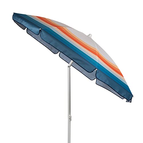 PICNIC TIME 5.5 Ft Portable Beach Umbrella, Lightweight UV Protection Sunshade with Tilt Pole & Carry Bag, Outdoor Canopy Umbrella for Beach, Sand, Pool, Patio, Camping, Travel, or Backyard Shade, (Phoenix Stripe)