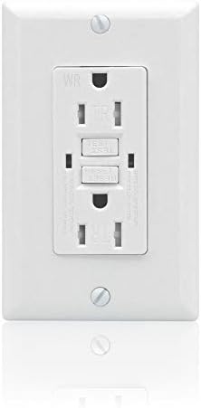 GFCI 15A Self Test, Tamper and Weather Resistant Duplex Receptacle Standard Decorative Outlet with LED Indicator, Ground Fault Circuit Interrupter, Decorative Wallplate, UL 943, White (1)