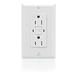 GFCI 15A Self Test, Tamper and Weather Resistant Duplex Receptacle Standard Decorative Outlet with LED Indicator, Ground Fault Circuit Interrupter, Decorative Wallplate, UL 943, White (1-Pack)