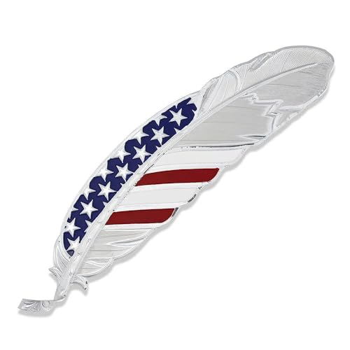 Montana Silversmiths Hand Painted Hat Feather (Stars and Stripes USA - Silver)