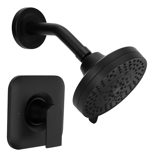 Matte Black Genta Shower Trim Kit Compatible with moen T2472EPBL Black Shower Trim Kit High-Pressure Balancing Modern Shower Trim with Showerhead and Lever Handle Requires 2510 valve
