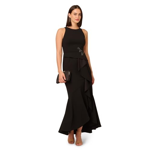 Image of Adrianna Papell Women's Beaded Crepe Halter Gown