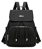 Ecohaso Mini Backpack Purse for Women, Small Nylon Backpacks Purse Ladies Backpacks Women Cute Mini Travel Daily College Bag (Black)