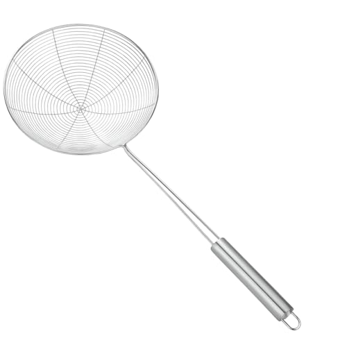 Schiumarola in Acciaio Inox 33 cm, Cucchiaio Ragno per Frittura, Pasta, Ravioli e Alimenti Fritti, Utensile da Cucina Resistente e Durevole