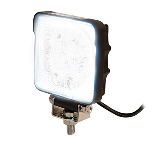 ECCO LED Work Light 4 Inch Square LED White Work Lamp Flood Beam 27W 1450lm 12V 24V Waterproof for Commercial Vehicle Light, Tow Truck, Work Truck, Construction Vehicle, 5 Year Warranty