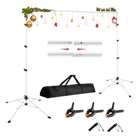 ZBWW Backdrop Stand 8.5 * 10ft, More Stable Adjustable White Four-Legged Backdrop Stands, Photo Video Backdrop Stand, Backdrop Stand for Parties Wedding Birthday Decoration and Advertising Display. Cover