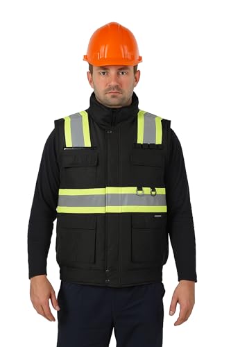 Men’s High Viz Class 3 Medium Weight Padded Multi-Pocket Poplin Vest