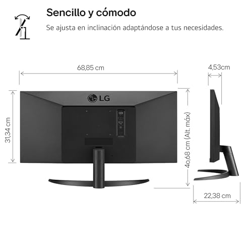 LG UltraWide™ 29WQ60A-B Ecran PC Ultra Large 29" - Dalle IPS résolution UWFHD (2560x1080), 5ms GtG 100Hz, HDR 10, sRGB 99%, AMD FreeSync, inclinable, USB-C, Haut-parleurs intégrés