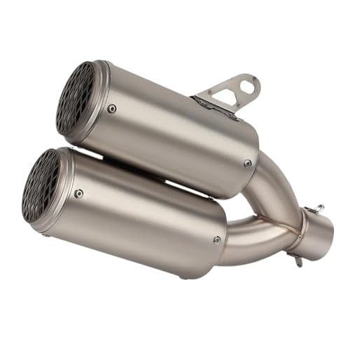 Pot d'échappement universel 51mm pour moto double sortie style sportif