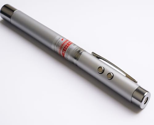 Boosty® 5-in-1 Silver Laser Pointer Pen – Red Laser, LED Flashlight & Stylus with Pocket Clip & Magnet – High Precision Pointer for Presentations, Pets & Education