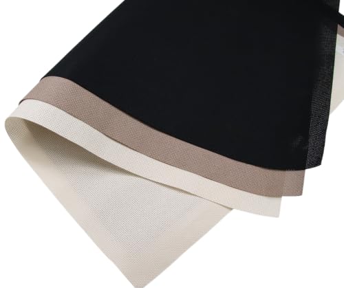 Image of KCS 3 pc of 15 inch x 18 inch(38cmx45cm) 18 Count Cross Stitch Cotton Aida Cloth Needlework Rolled Fabric Box,18CT,Ecru+Coffee+Black