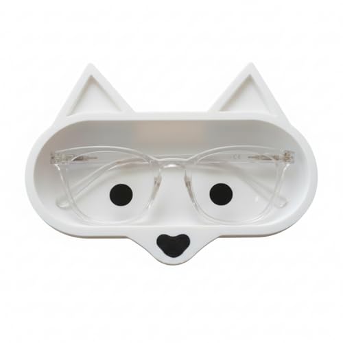 MOSKAI® Fox Face 3D Eyeglass Holder | Specs Holder for Wall with Adhesive No Drill | Sunglasses Holder Display Stand | Plastic Eyewear Storage...