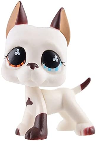 Rare Old LPS White Great Dane Dog #577 Brown/Blue Eyes Mini Pet Shop Dog Action Figure Toys Cute Kids Animal Toy for Girls & Boys