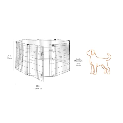 image for Amazon Basics Portable Foldable Octagonal Metal Exercise Dog Playpen, 