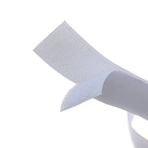Weißes Klettband-Set zum Aufnähen, mit nicht klebender Rückseite, Nylongewebeverschluss, 5 cm - 1 m