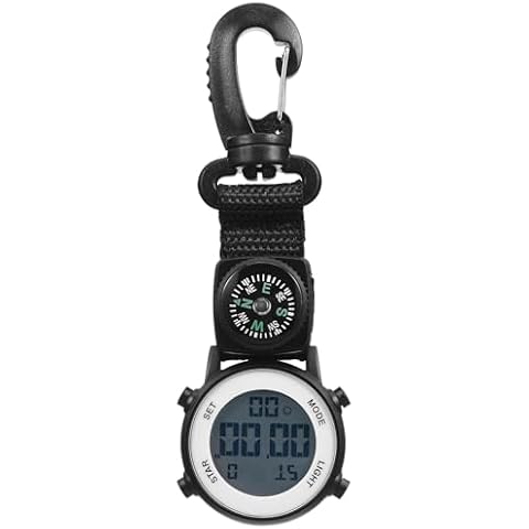 Mikikit Digital Pocket Watch, Clip On Watch Quartz Watch Portable Hanging Buckle Backpack Watch Fob Watch for Climbing Hiking Outdoor Sports Cover