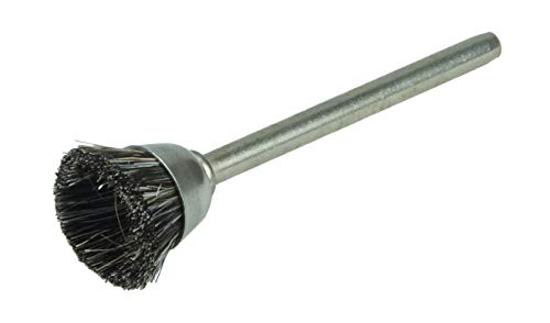 Image of Weiler 26093 9 /16 inch Miniature Cup Brush, Diameter, Stiff Hair Fill, 1 /8 inch Stem, Made in the USA
