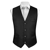 AUYAO Herren Formale Hochzeit Party Weste, V-Ausschnitt Business Weste Suit Vest, Einfarbig Westefür Formale Business Hochzeit Party Groomsmen Business-Weste (Schwarz, 2XL)