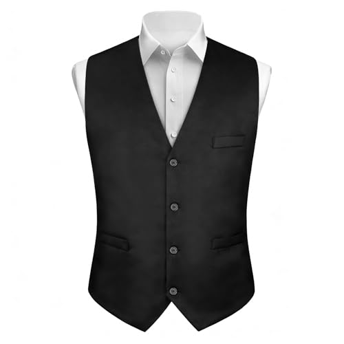 AUYAO Gilets Costume Homme, Gilet Formel Affaires Élégante sans Manches Couleur Unie à Col en V avec Poche pour Mariage, Fête d'affaires, Tenue Quotidienne