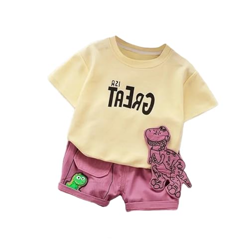 Image of Baby boys summer cartoon decorative fashion 2pcs letter printed clothing suit for boys girls