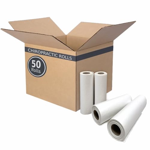 BodyMed Standard Headrest Paper Rolls for Chiropractic Exam Table, Smooth White, 8.5-Inch x 225-Feet, 50 Rolls – Disposable Paper Rolls for Medical Office, Chiropractor, Spa Use