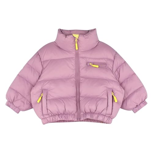 Generisch Winter Jacket for Boys with Stand-Up Collar, Thick Lined, Down Coat for Children, Teenagers, Short Cut, Warm Insulated, purple, 9-10 Years