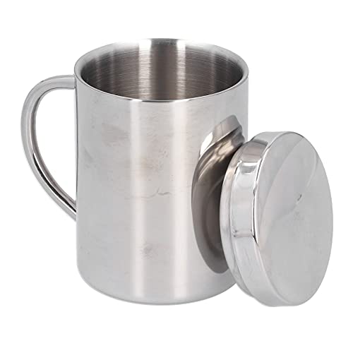 UPQRSG Doppelwandige Kaffeetasse Aus Edelstahl, Metallbecher mitGriff und Deckel, 400 Ml Becher mitWärmeisolierung und Verbrühschutzbecher, Spülmaschinenfest, für Den Heim und Außenbereich Geeignet